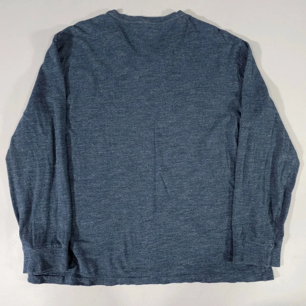 Polo Ralph Lauren T-Shirt Mens Large Blue Long Sleeve V-Neck Classic Fit Cotton